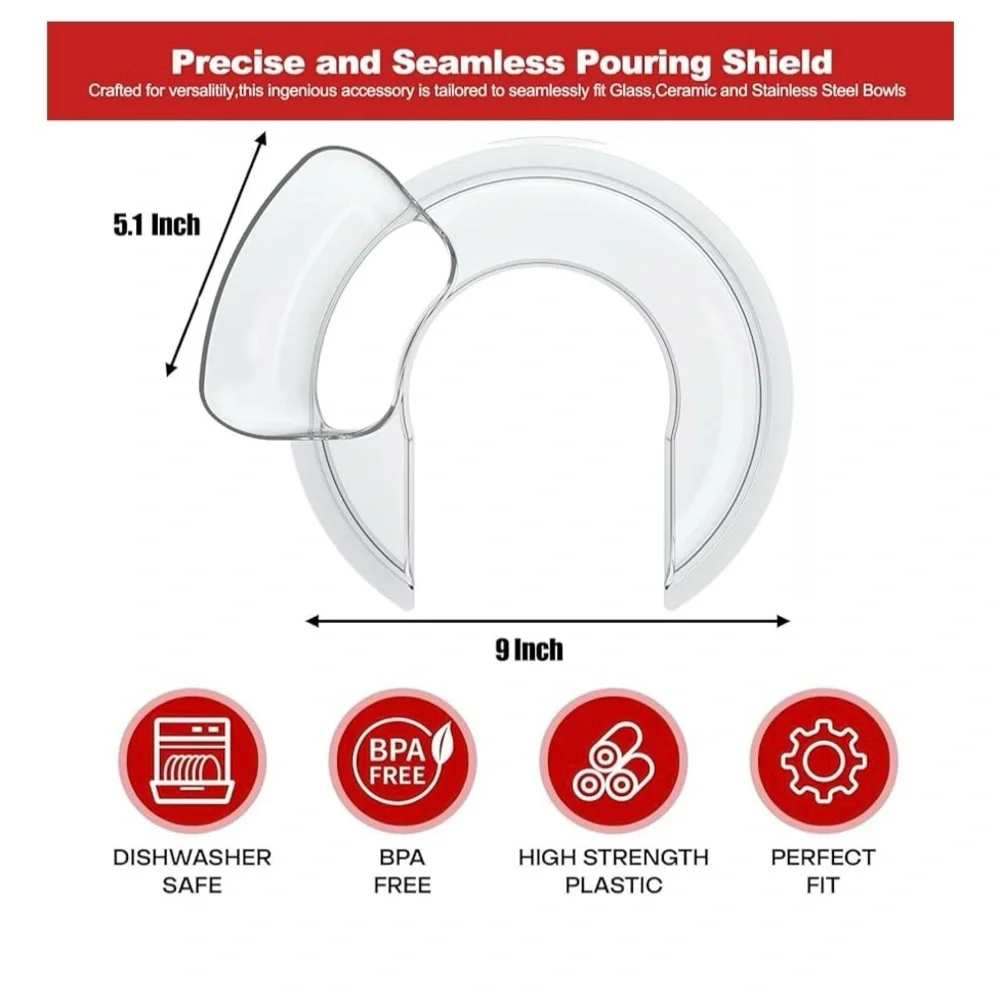 Pouring Shield and Measuring Cup Accessory For Mixer  Kitchen‎ Aid Compatible